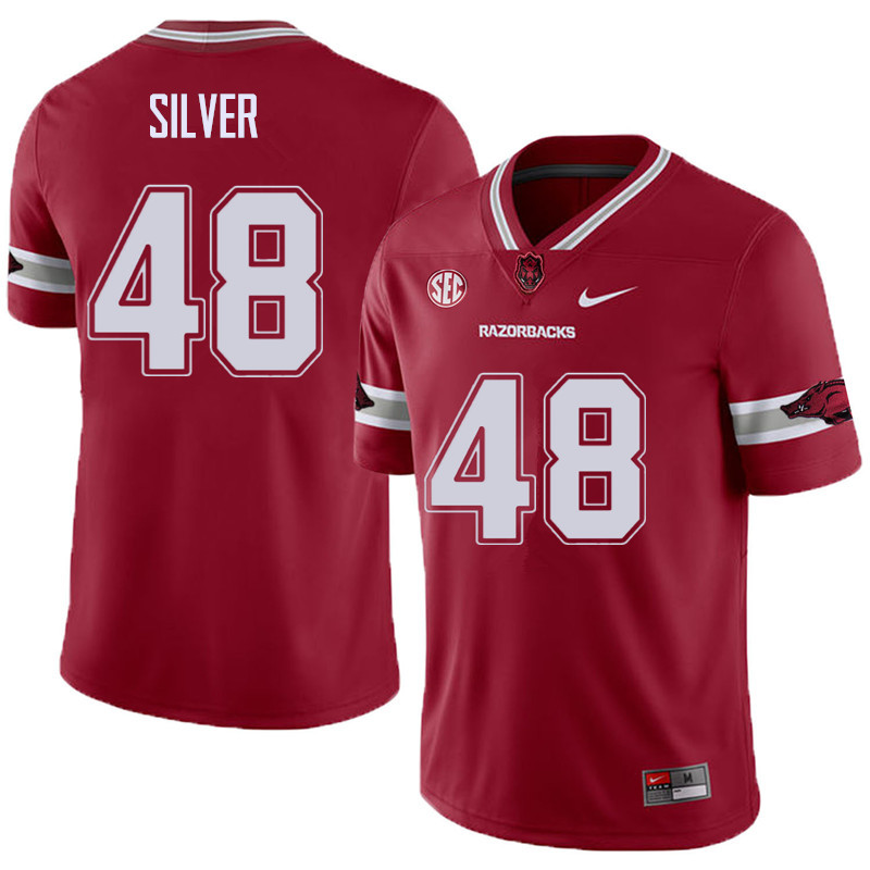 Men #48 Jordan Silver Arkansas Razorback College Football Alternate Jerseys Sale-Cardinal